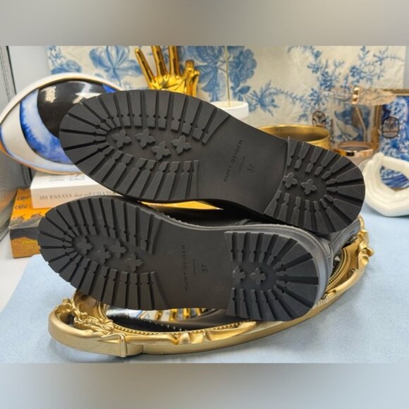 🆕 KURT GEIGER LONDON 🧿 NWOB Stoop Black Leather Combat Boot, Crystal Sz 37 US7 - Picture 15 of 15